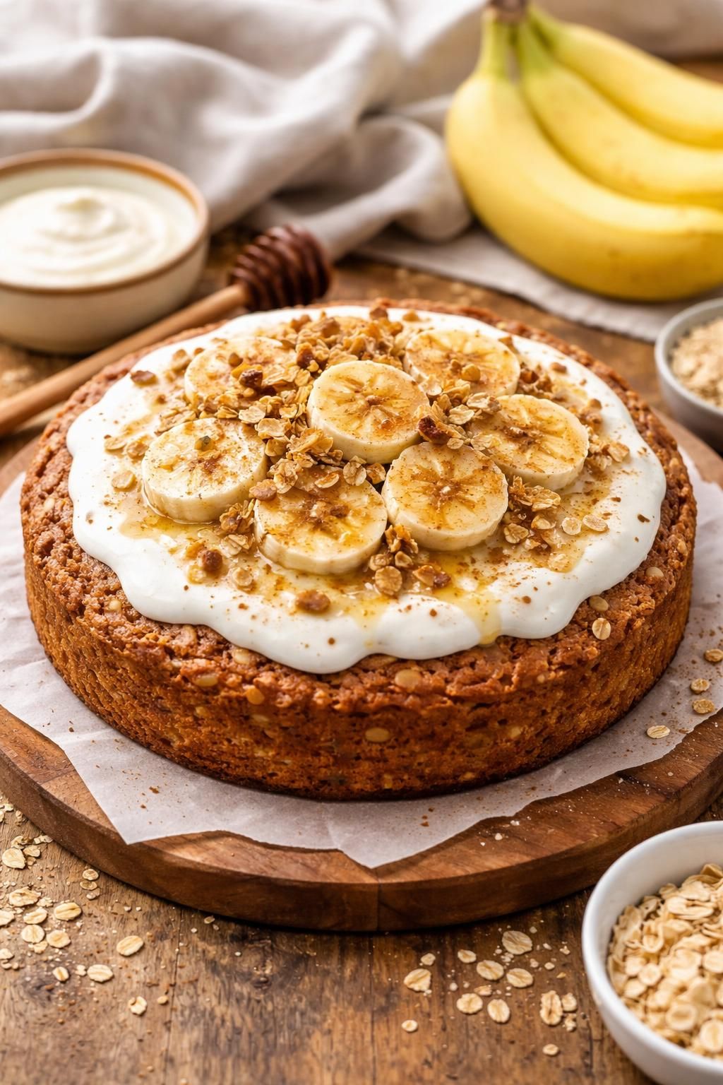 découvrez une recette gourmande et saine de gâteau flocon d'avoine au régime, aromatisée à la banane pour un plaisir léger et nutritif.